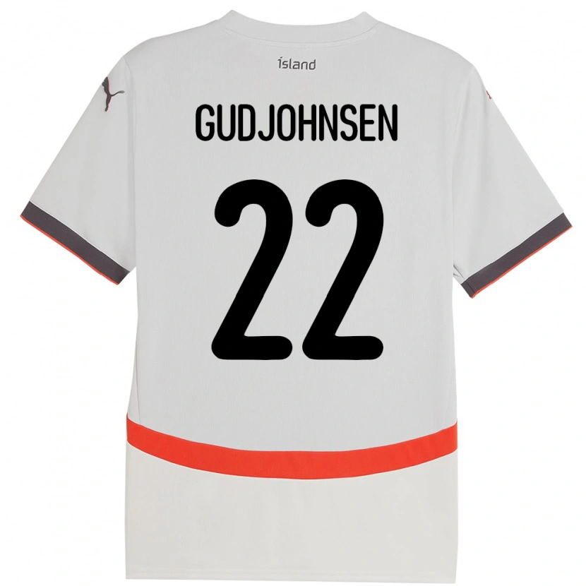 Danxen Kvinnor Island Andri Gudjohnsen #22 Vit Bortatröja Matchtröjor 24-26 Tröjor T-Tröja