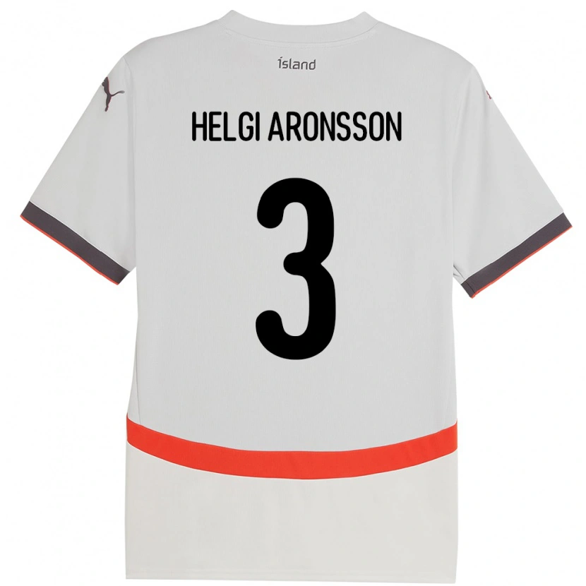 Danxen Kvinnor Island Davíd Helgi Aronsson #3 Vit Bortatröja Matchtröjor 24-26 Tröjor T-Tröja