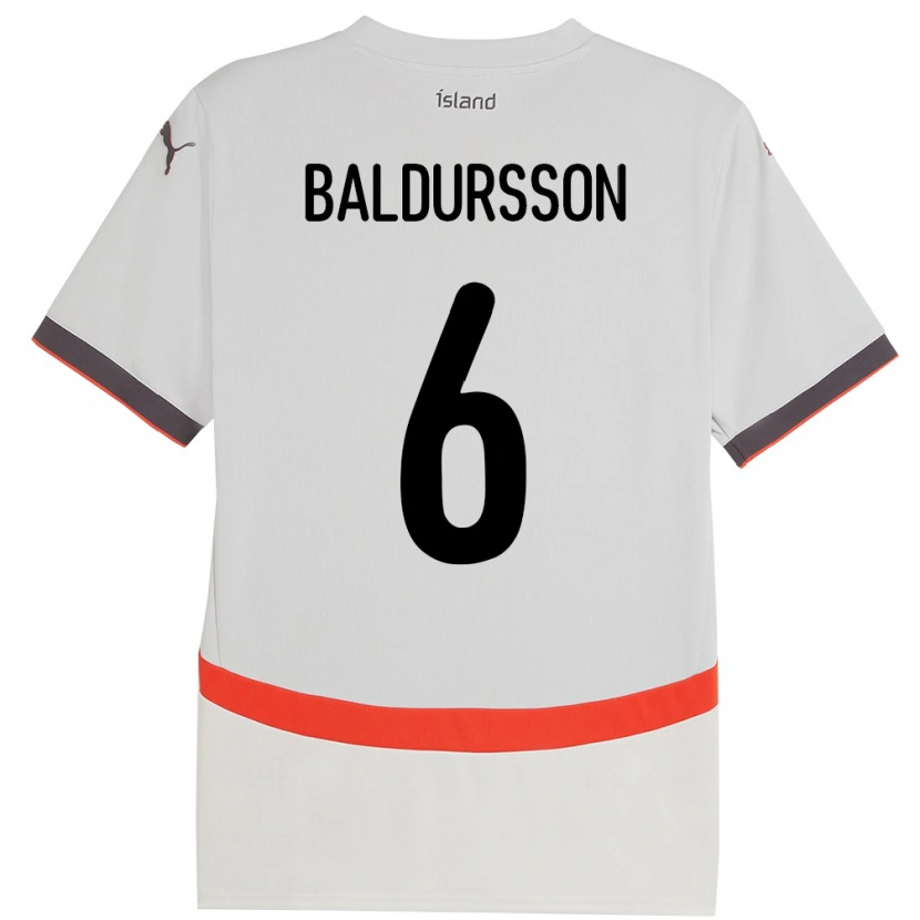 Danxen Kvinnor Island Breki Baldursson #6 Vit Bortatröja Matchtröjor 24-26 Tröjor T-Tröja