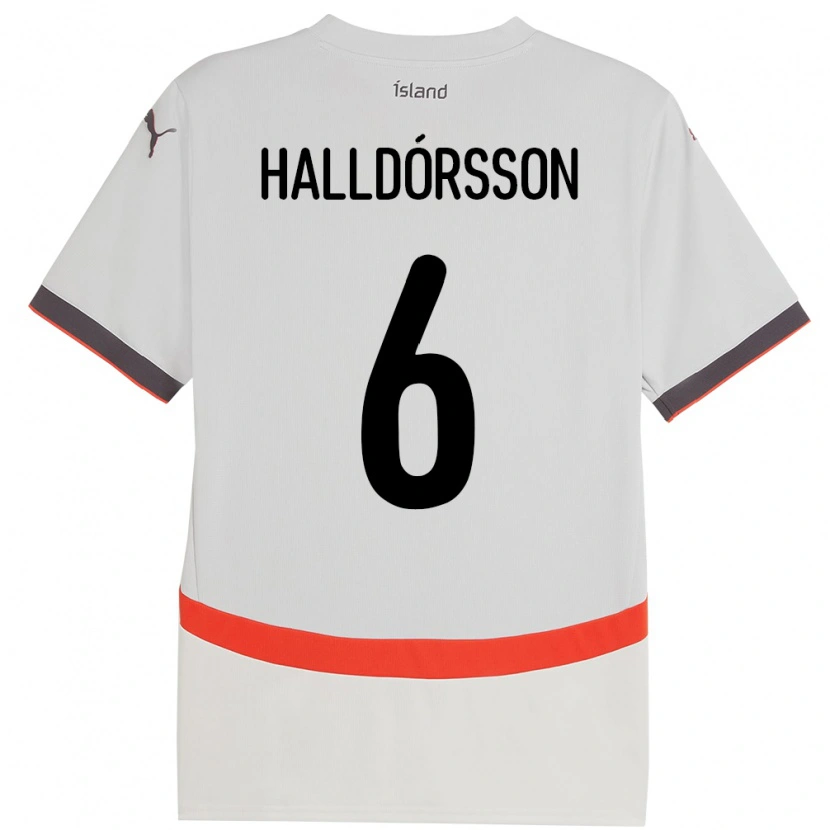 Danxen Kvinnor Island Einar Freyr Halldórsson #6 Vit Bortatröja Matchtröjor 24-26 Tröjor T-Tröja