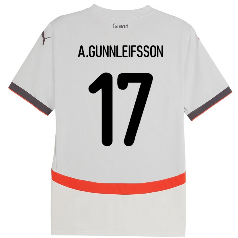 Danxen Kvinnor Island Arnar Bjarki Gunnleifsson #17 Vit Bortatröja Matchtröjor 24-26 Tröjor T-Tröja