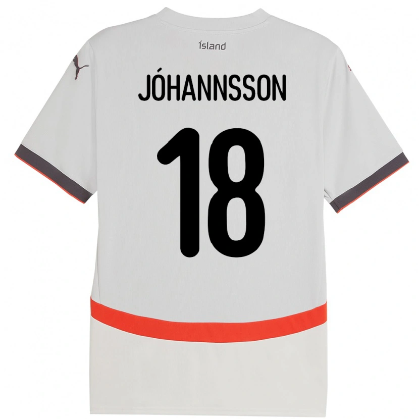 Danxen Kvinnor Island Helgi Jóhannsson #18 Vit Bortatröja Matchtröjor 24-26 Tröjor T-Tröja