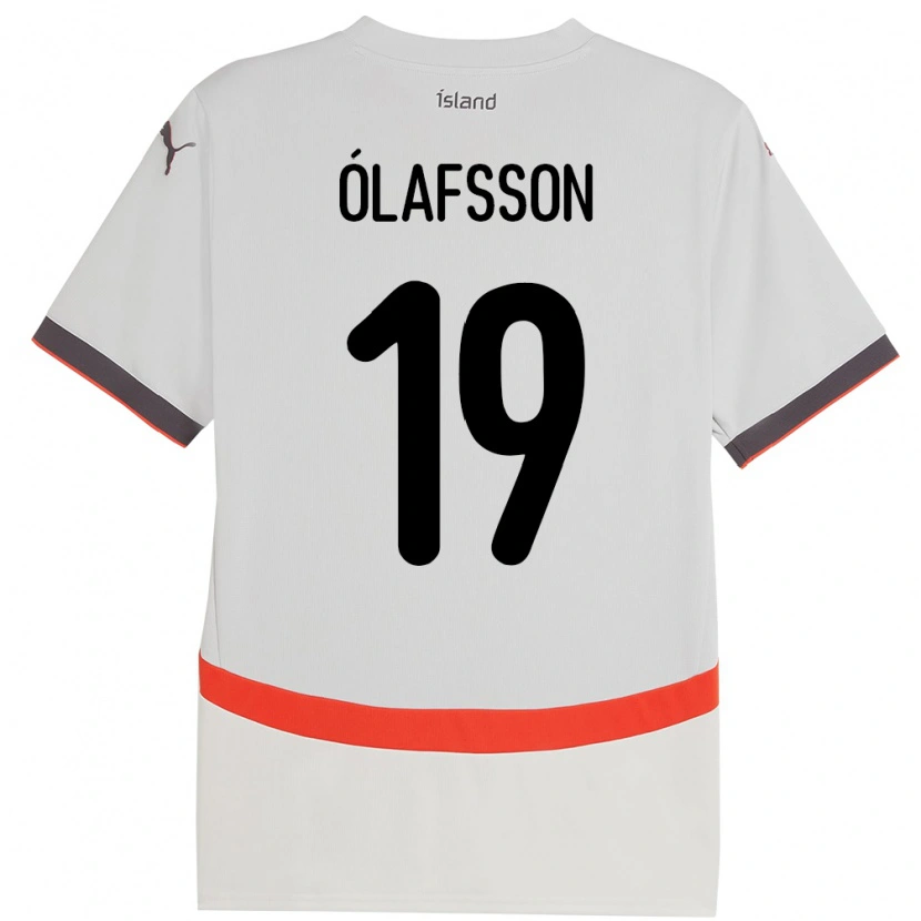 Danxen Kvinnor Island Sigurdur Stefán Ólafsson #19 Vit Bortatröja Matchtröjor 24-26 Tröjor T-Tröja