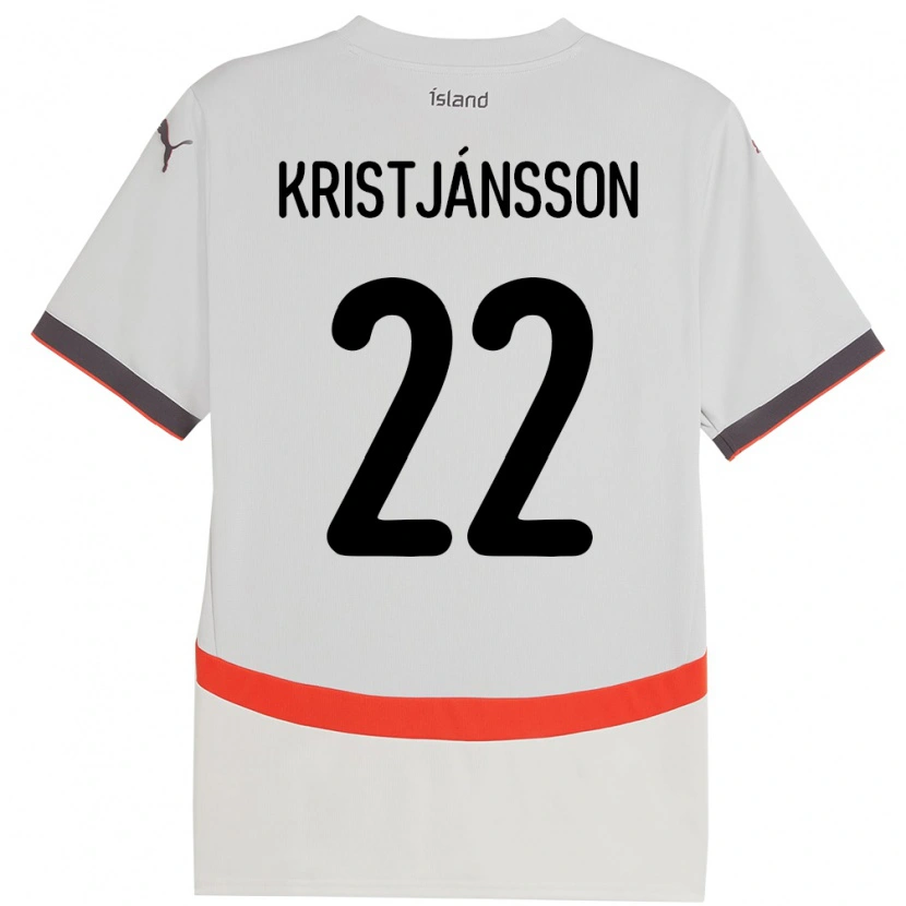 Danxen Kvinnor Island Daníel Freyr Kristjánsson #22 Vit Bortatröja Matchtröjor 24-26 Tröjor T-Tröja