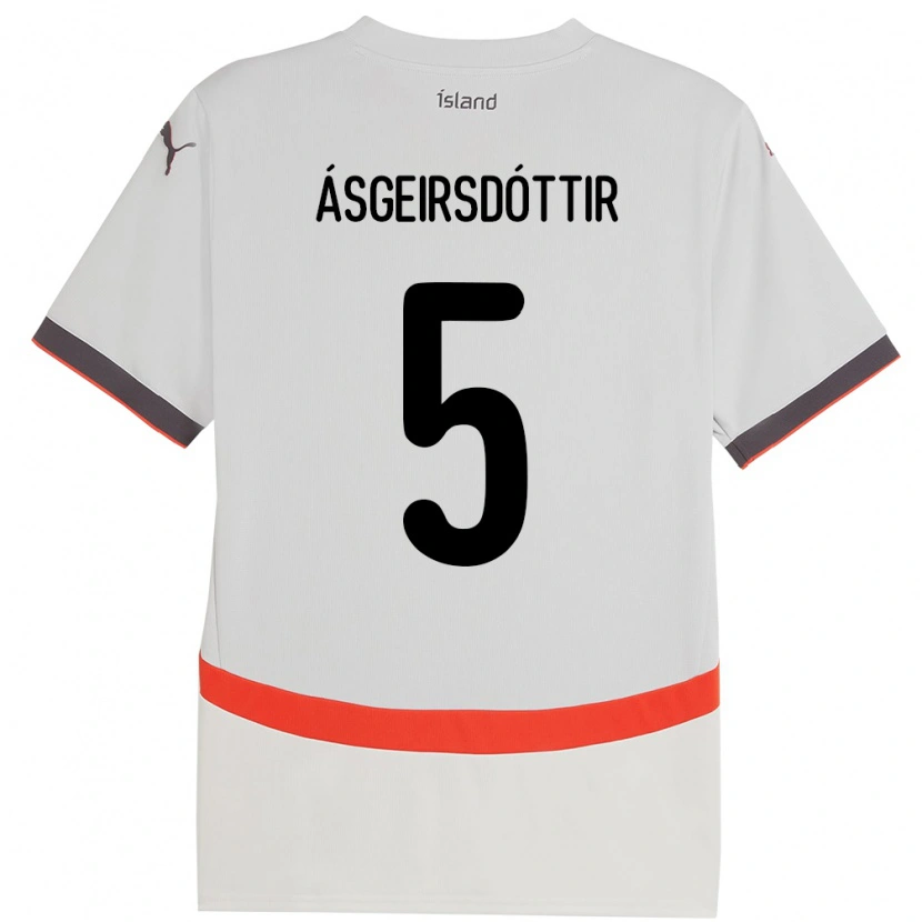 Danxen Kvinnor Island Emilía Kiær Ásgeirsdóttir #5 Vit Bortatröja Matchtröjor 24-26 Tröjor T-Tröja