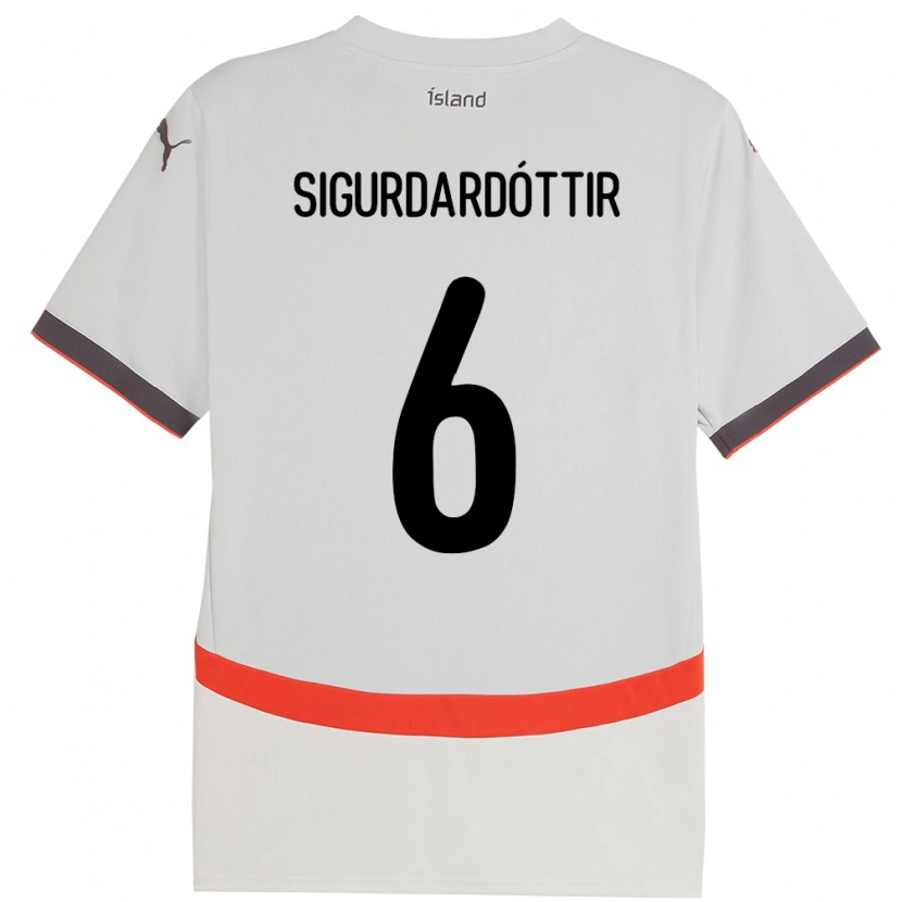 Danxen Kvinnor Island Ingibjörg Sigurðardóttir #6 Vit Bortatröja Matchtröjor 24-26 Tröjor T-Tröja