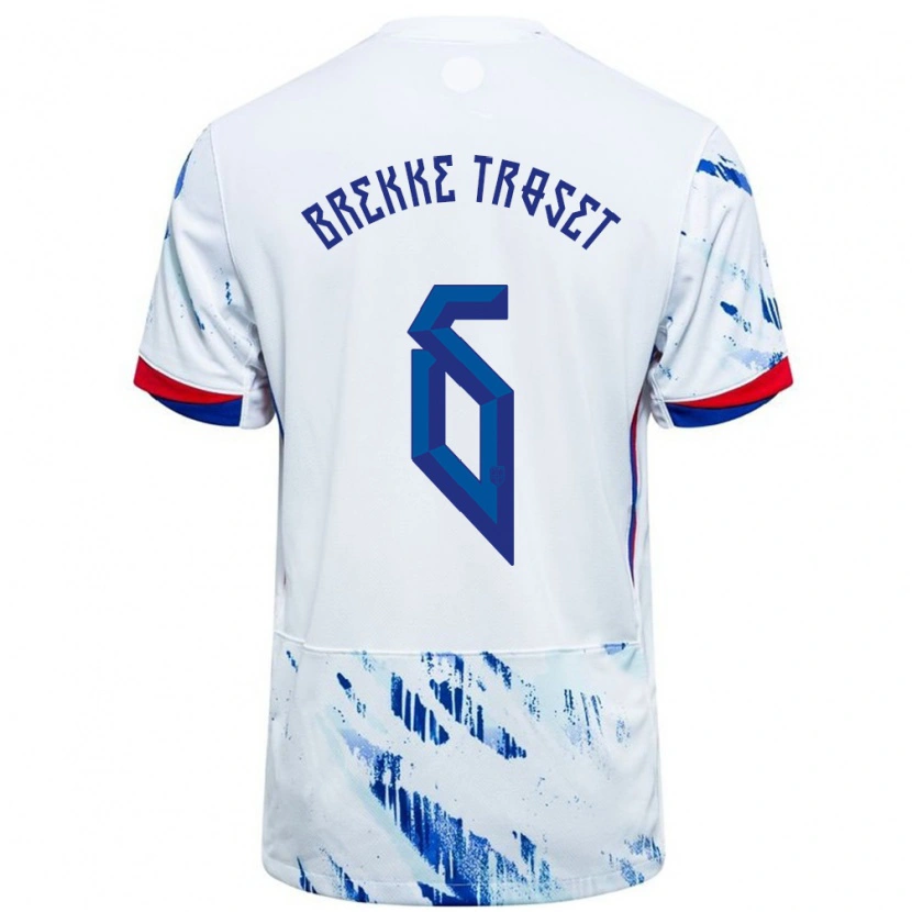 Danxen Kvinnor Norge Henry Brekke Troset #6 Vit Blå Bortatröja Matchtröjor 24-26 Tröjor T-Tröja