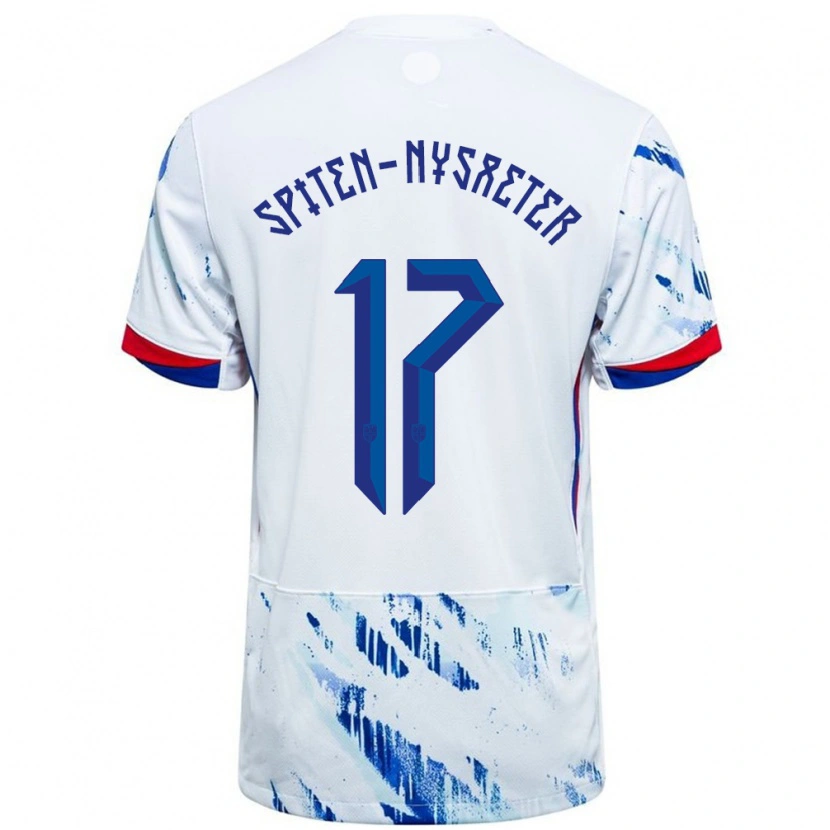Danxen Kvinnor Norge Oskar Spiten-Nysæter #17 Vit Blå Bortatröja Matchtröjor 24-26 Tröjor T-Tröja