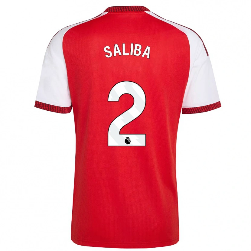 Danxen Kvinnor William Saliba #2 Röd Vit Svart Hemmatröja Matchtröjor 2026/27 Tröjor T-Tröja