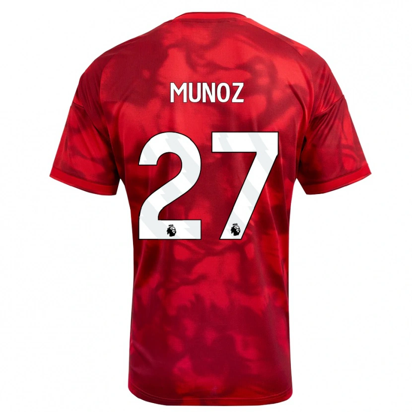 Danxen Kvinnor Daniel Muñoz #27 Karmosinröd Vit Hemmatröja Matchtröjor 2026/27 Tröjor T-Tröja