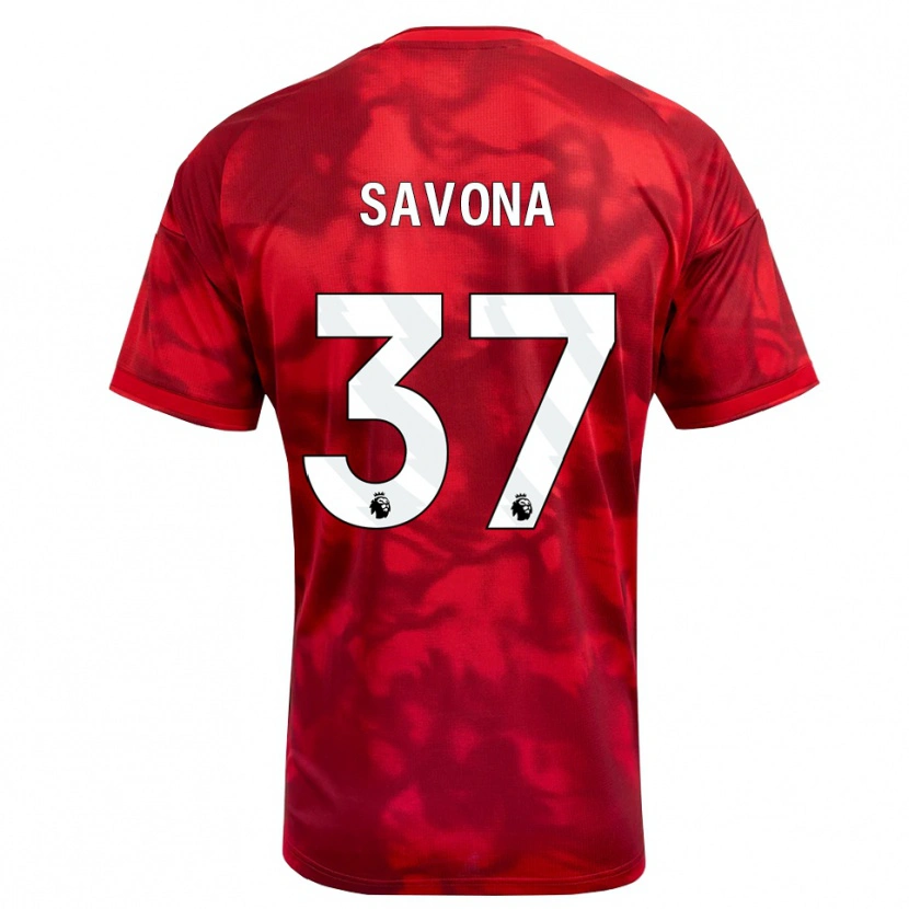 Danxen Kvinnor Nicolò Savona #37 Karmosinröd Vit Hemmatröja Matchtröjor 2026/27 Tröjor T-Tröja