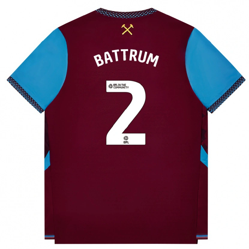 Danxen Kvinnor Ryan Battrum #2 Vinröd Kornblå Hemmatröja Matchtröjor 2026/27 Tröjor T-Tröja