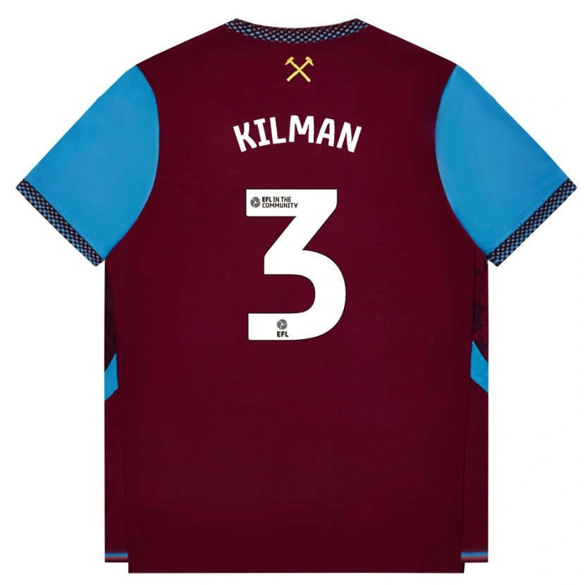 Danxen Kvinnor Maximilian Kilman #3 Vinröd Kornblå Hemmatröja Matchtröjor 2026/27 Tröjor T-Tröja