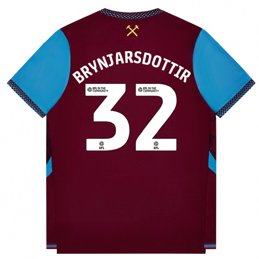 Danxen Kvinnor Dagny Brynjarsdottir #32 Vinröd Kornblå Hemmatröja Matchtröjor 2026/27 Tröjor T-Tröja