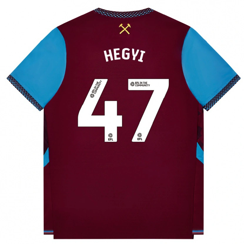 Danxen Kvinnor Krisztián Hegyi #47 Vinröd Kornblå Hemmatröja Matchtröjor 2026/27 Tröjor T-Tröja