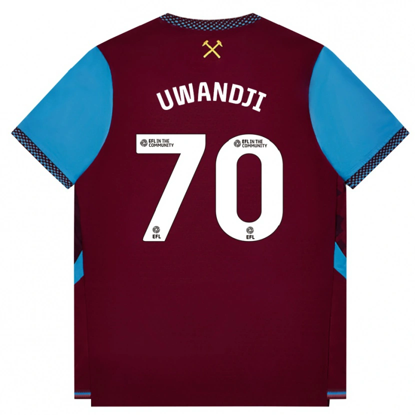 Danxen Kvinnor Blaise Uwandji #70 Vinröd Kornblå Hemmatröja Matchtröjor 2026/27 Tröjor T-Tröja