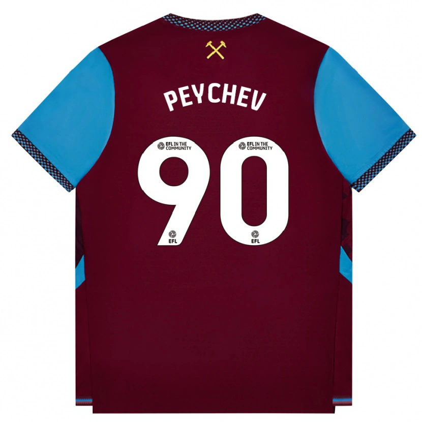 Danxen Kvinnor Martin Peychev #90 Vinröd Kornblå Hemmatröja Matchtröjor 2026/27 Tröjor T-Tröja