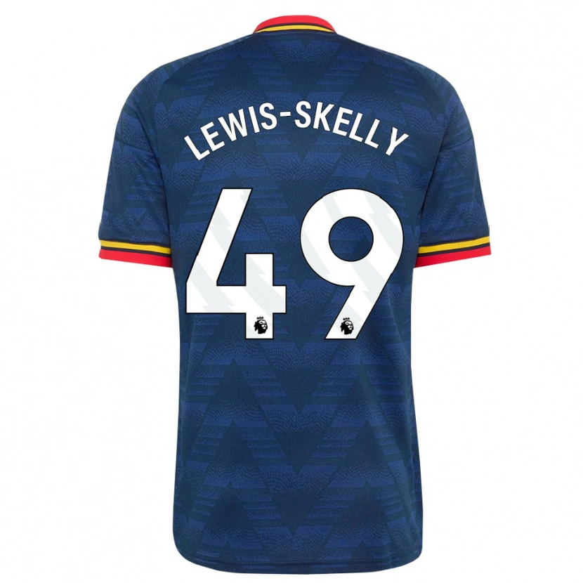 Danxen Kvinnor Myles Lewis-Skelly #49 Midnattsblå Gul Röd Bortatröja Matchtröjor 2026/27 Tröjor T-Tröja