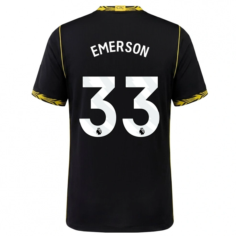 Danxen Kvinnor Emerson #33 Svart Gul Bortatröja Matchtröjor 2026/27 Tröjor T-Tröja