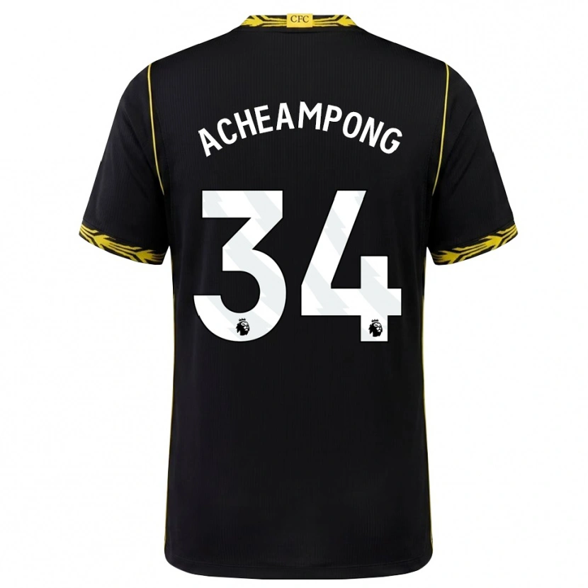 Danxen Kvinnor Josh Acheampong #34 Svart Gul Bortatröja Matchtröjor 2026/27 Tröjor T-Tröja