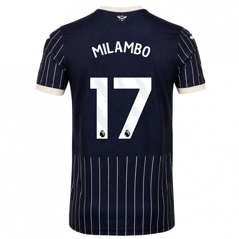 Danxen Kvinnor Antoni Milambo #17 Svart Vit Bortatröja Matchtröjor 2026/27 Tröjor T-Tröja