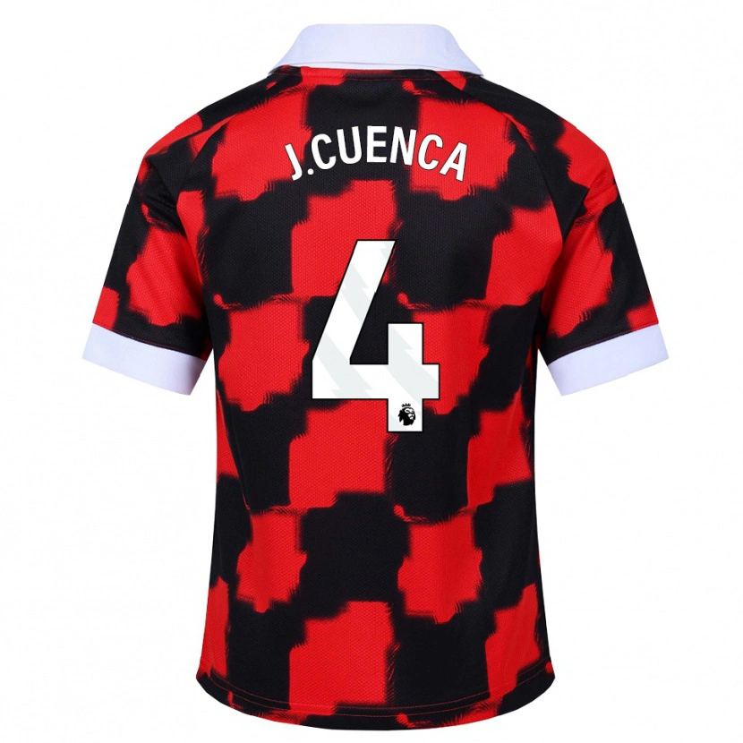 Danxen Kvinnor Jorge Cuenca #4 Röd Vit Svart Bortatröja Matchtröjor 2026/27 Tröjor T-Tröja