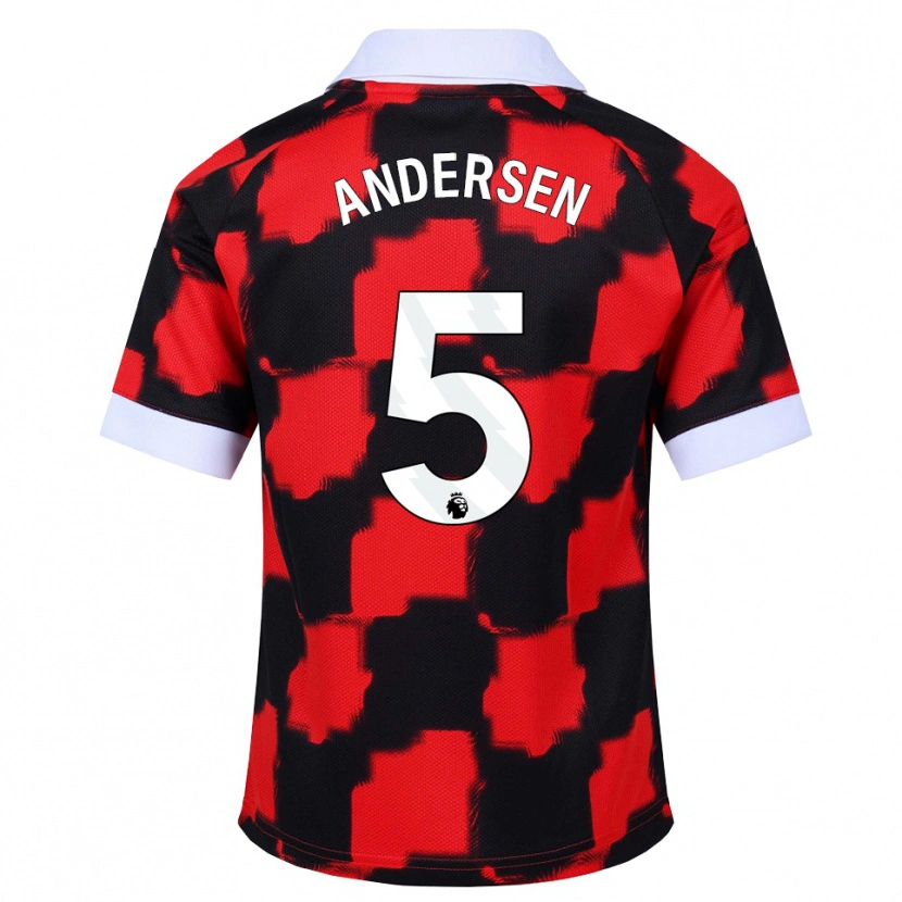 Danxen Kvinnor Joachim Andersen #5 Röd Vit Svart Bortatröja Matchtröjor 2026/27 Tröjor T-Tröja