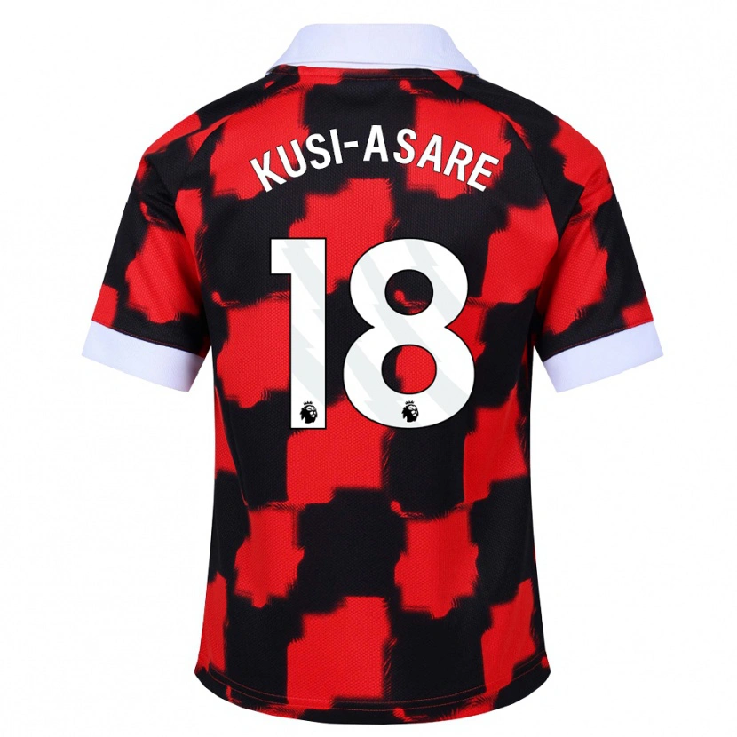 Danxen Kvinnor Jonah Kusi-Asare #18 Röd Vit Svart Bortatröja Matchtröjor 2026/27 Tröjor T-Tröja
