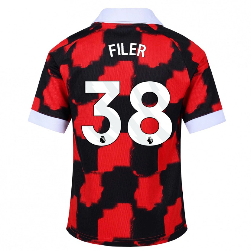 Danxen Kvinnor Maddie Filer #38 Röd Vit Svart Bortatröja Matchtröjor 2026/27 Tröjor T-Tröja