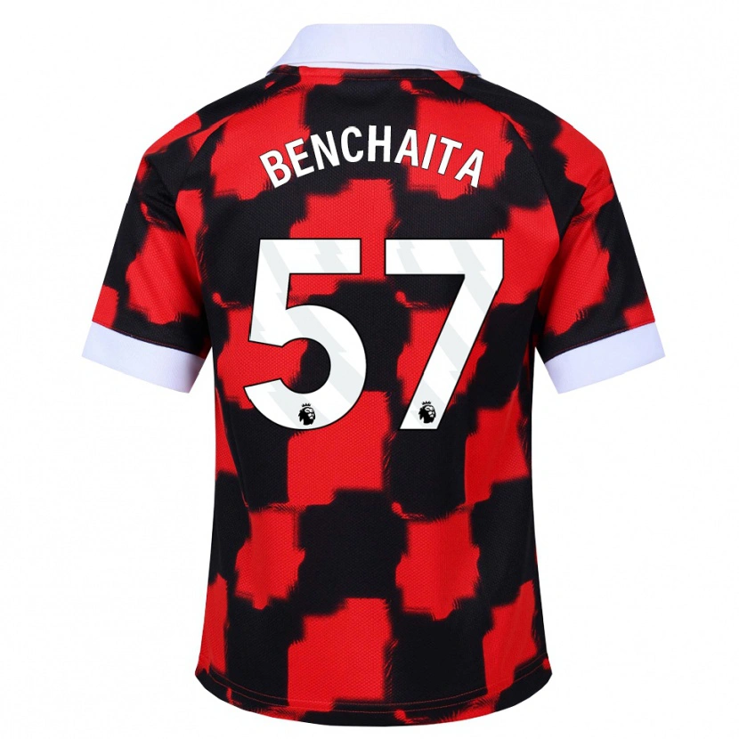 Danxen Kvinnor Nazim Benchaita #57 Röd Vit Svart Bortatröja Matchtröjor 2026/27 Tröjor T-Tröja