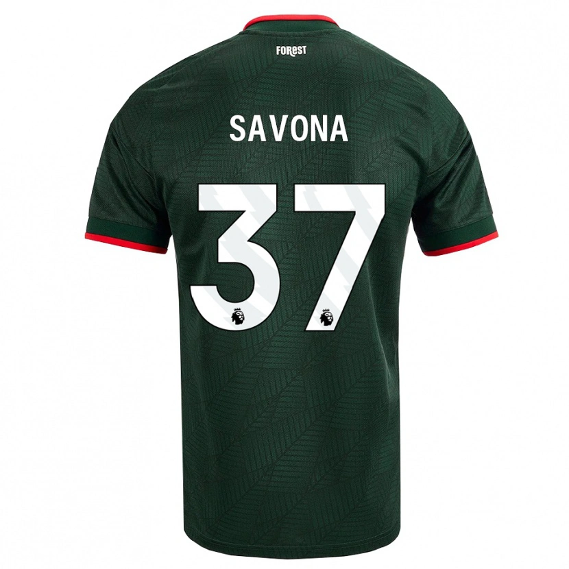 Danxen Kvinnor Nicolò Savona #37 Mörk Grön Röd Bortatröja Matchtröjor 2026/27 Tröjor T-Tröja
