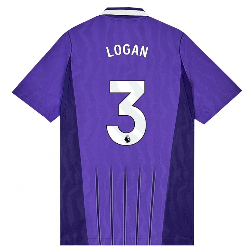 Danxen Kvinnor Calum Logan #3 Lila Vit Tredjesatsen Matchtröjor 2026/27 Tröjor T-Tröja