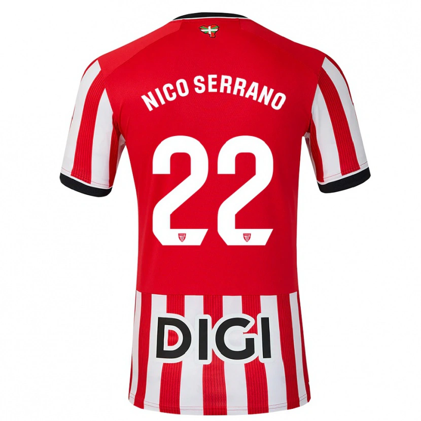 Danxen Barn Nico Serrano #22 Röd Svart Vit Hemmatröja Matchtröjor 2026/27 Tröjor T-Tröja