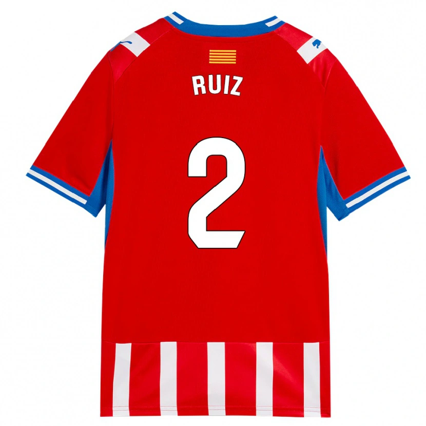 Danxen Barn Ferran Ruiz #2 Röd Vit Himmelsblå Hemmatröja Matchtröjor 2026/27 Tröjor T-Tröja