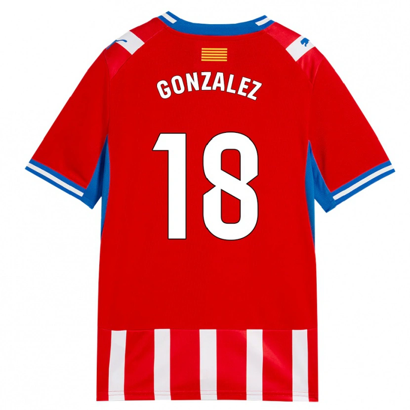 Danxen Barn Gerard Gonzalez #18 Röd Vit Himmelsblå Hemmatröja Matchtröjor 2026/27 Tröjor T-Tröja