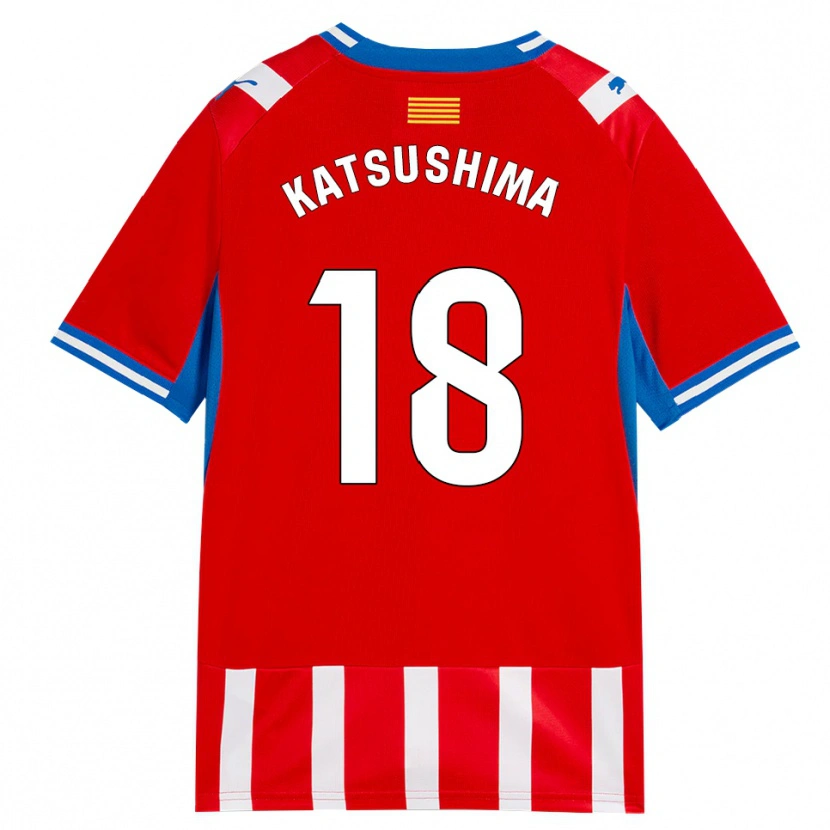 Danxen Barn Shinnosuke Katsushima #18 Röd Vit Himmelsblå Hemmatröja Matchtröjor 2026/27 Tröjor T-Tröja