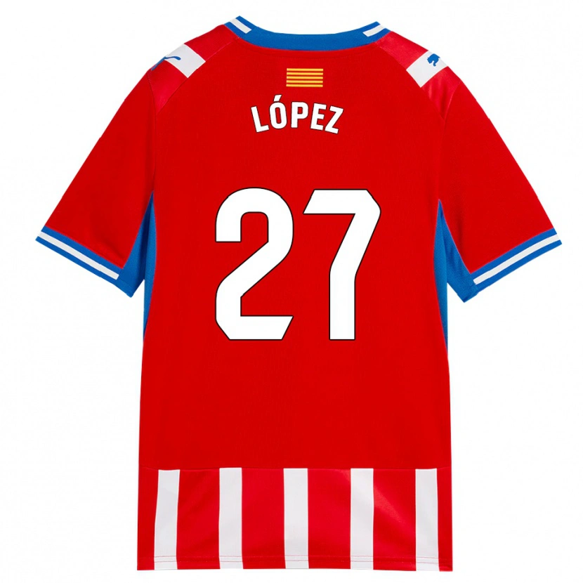 Danxen Barn Toni López #27 Röd Vit Himmelsblå Hemmatröja Matchtröjor 2026/27 Tröjor T-Tröja