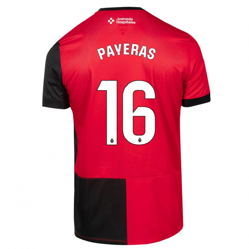 Danxen Barn Martí Payeras #16 Svart Röd Vit Hemmatröja Matchtröjor 2026/27 Tröjor T-Tröja