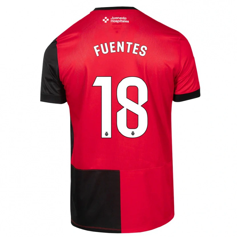 Danxen Barn Adrián Fuentes #18 Svart Röd Vit Hemmatröja Matchtröjor 2026/27 Tröjor T-Tröja