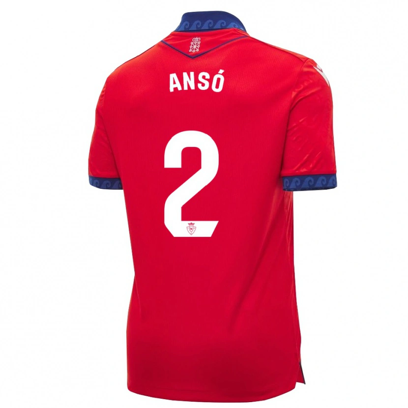 Danxen Barn Mikel Ansó #2 Röd Marinblå Vit Hemmatröja Matchtröjor 2026/27 Tröjor T-Tröja
