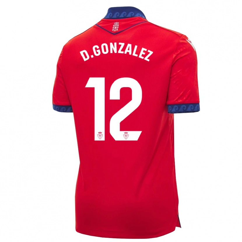 Danxen Barn Dani González #12 Röd Marinblå Vit Hemmatröja Matchtröjor 2026/27 Tröjor T-Tröja