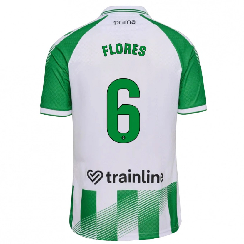 Danxen Barn Mateo Flores #6 Ljusgrön Svart Vit Hemmatröja Matchtröjor 2026/27 Tröjor T-Tröja