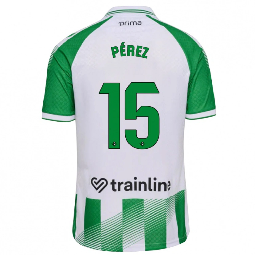 Danxen Barn Álex Pérez #15 Ljusgrön Svart Vit Hemmatröja Matchtröjor 2026/27 Tröjor T-Tröja
