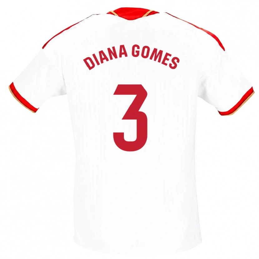 Danxen Barn Diana Catarina Ribeiro Gomes #3 Vit Röd Hemmatröja Matchtröjor 2026/27 Tröjor T-Tröja