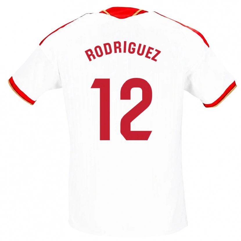 Danxen Barn Lucía María Rodríguez Herrero #12 Vit Röd Hemmatröja Matchtröjor 2026/27 Tröjor T-Tröja