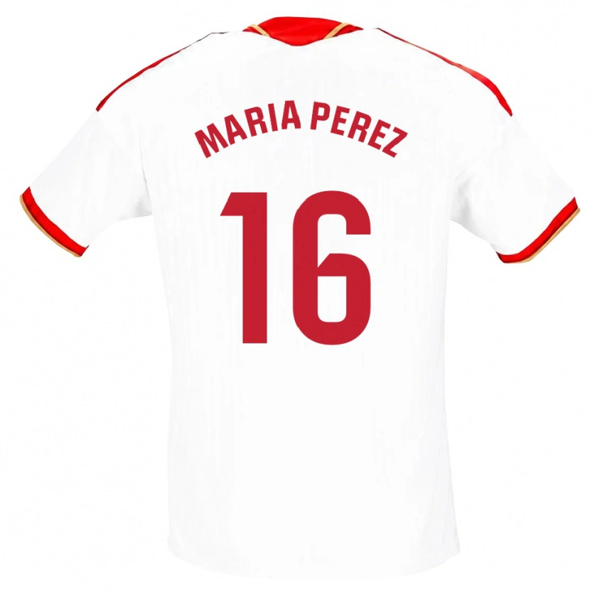 Danxen Barn María Pérez Rabaza #16 Vit Röd Hemmatröja Matchtröjor 2026/27 Tröjor T-Tröja