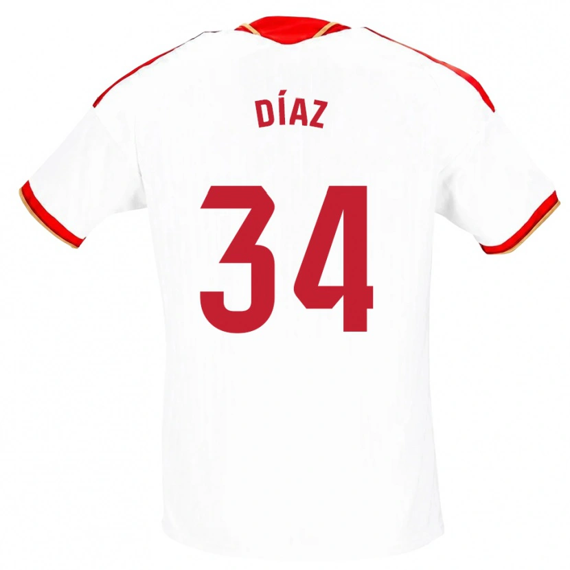 Danxen Barn Mario Díaz #34 Vit Röd Hemmatröja Matchtröjor 2026/27 Tröjor T-Tröja