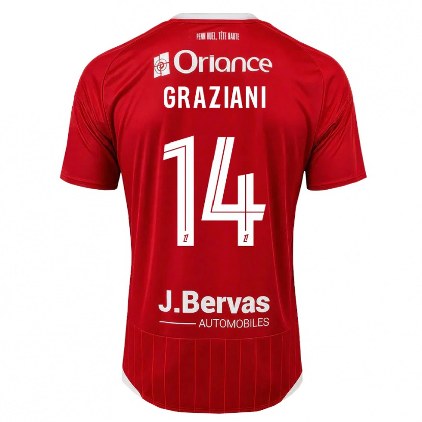 Danxen Barn Kelyan Graziani #14 Vit Röd Hemmatröja Matchtröjor 2026/27 Tröjor T-Tröja