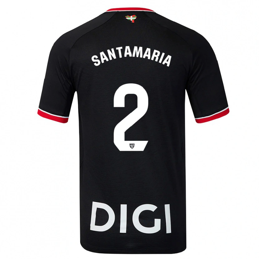 Danxen Barn Unai Santamaría #2 Svart Vit Röd Bortatröja Matchtröjor 2026/27 Tröjor T-Tröja