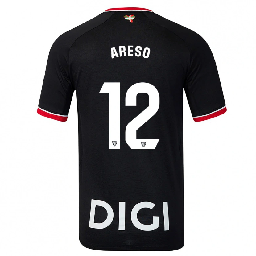 Danxen Barn Jesús Areso #12 Svart Vit Röd Bortatröja Matchtröjor 2026/27 Tröjor T-Tröja